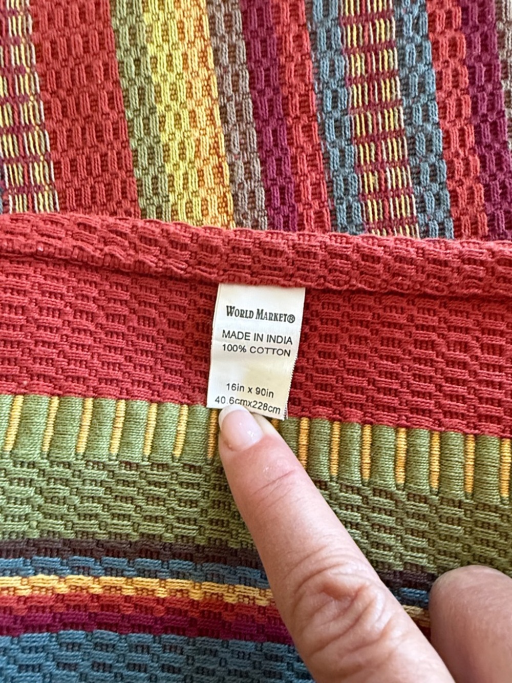 Multicolored  Cost Plus World Market Cotton, Cloth Table Runner - Picture 2 of 2